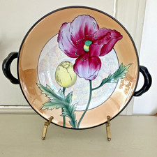 Vintage Hand-Painted Lusterware Poppy Bowl with Ruffled Star-Shaped Rim — listing 5