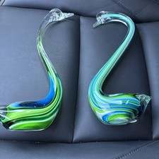 Vintage Clear Art Glass Swan Figurine with Controlled Bubble Body — listing 2