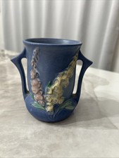 Roseville Pottery Foxglove Vase, Shape 152-12, Blue Two-Handled Floor Vase — listing 5
