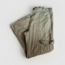 Men's Olive Green Cotton Cargo Pants with Drawstring Waist, Size XXL