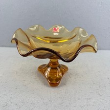 Vintage Amber Blown Glass Ruffled Rim Bowl — listing 6
