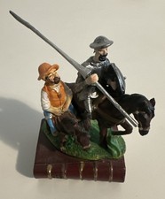Vintage Don Quixote and Sancho Panza Figurine Pair, Spanish Carved-Look Resin/Composition Sculptures — listing 6