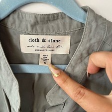 Cloth & Stone by Anthropologie White Cotton Button-Front Top, Size M/L — listing 4