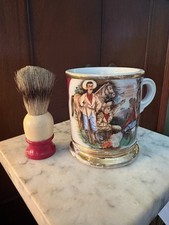 Antique German Porcelain Shaving Mug with Soap Drainer and Cherub Transfer — listing 6
