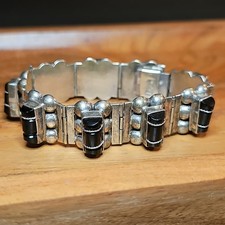 Vintage Mexican Aztec/Mayan Panel Link Bracelet, Two-Tone Silver and Copper, Maker Unknown — listing 4