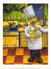Will Rafuse Signed 3D Relief Chef Wall Plaque in Kitchen Scene — listing 6