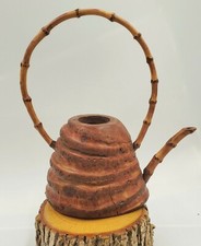 Chinese Bamboo-Form Pottery Teapot with Carved Calligraphy Panel — listing 6