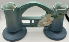 Roseville White Rose Two-Handled Vase in Pink/Green — listing 2