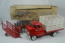 Vintage 1930s-1940s Pressed Steel Delivery/Box Truck with Rear Doors, Green, ~18" — listing 2