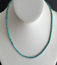 1980s Turquoise-Colored Stone Pendant Necklace with Heishi Beads on Gold-Tone Chain — listing 2