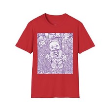 Red Graphic Print Shirt with Creepy Baby/Clown Design — listing 2