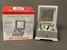 Mr. Christmas Animated Music Box "Penguin Party" - Wood Music Box with Ice Skating Penguins, Plays Joy To The World — listing 2