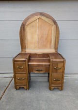 Art Deco Waterfall Vanity Dresser with Trifold Mirror — listing 4
