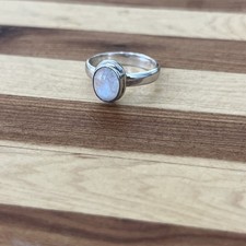 Vintage Oval Moonstone-Style Cabochon Brooch with Beaded Marcasite-Look Border — listing 5