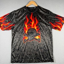 No Boundaries Flamin' Hot Flaming Skull Graphic T-Shirt, Black, Size L — listing 4