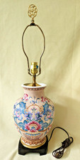 Chinese Famille Rose Purple-Ground Covered Tea Jar Mounted as Table Lamp — listing 5