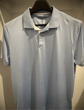 Kenneth Cole Golf Men's Light Blue Pinstripe Henley Polo Shirt, Size L — listing 6
