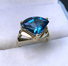 14k Yellow Gold Emerald-Cut Blue Topaz & Diamond Accent Ring, Size 5.5 — listing 4