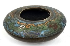 Antique Japanese Bronze & Champlevé Enamel Hexagonal Koro (Incense Burner) with Foo Dog Finial — listing 2