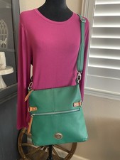 Joy Mangano Green Pebbled Leather Wristlet Pouch