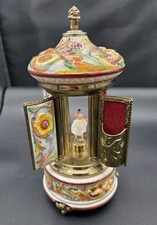 Vintage Reuge Musical Carousel Cigarette/Lipstick Holder with Cherub Finial