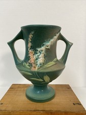 Roseville Pottery Foxglove Vase, Shape 152-12, Blue Two-Handled Floor Vase — listing 6