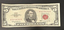 1963 $5 United States Note (Red Seal) - Series 1963, Serial A49334368A