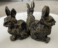 Cast Metal Figural Rabbit Rowing Leaf Boat Tealight / Egg Cup Candle Holder — listing 4