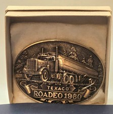 Vintage Texaco Advertising Collectibles Lot - Belt Buckles, Davey Allison Racing Buckle & Bottle Cap Sniffer Toys — listing 2