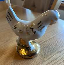 Pair of White Ceramic Bird Figurines with Gold Accents (Dove/Duck) — listing 3