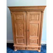 Antique Hand-Carved Two-Door Armoire with Foliate Scrollwork and Bird Motif — listing 3
