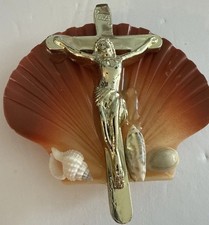 Vintage Florida Souvenir Seashell Crucifix Figurine — listing 2