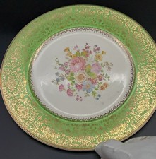 Salem China Imperial Service Plate with Colonial Courting Couple, Cobalt Blue & 23K Gold Filigree Border