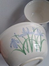 Handmade Studio Pottery Stoneware Bowl Set (Two Nesting Bowls) with Teal Glaze and Unglazed Rims — listing 3