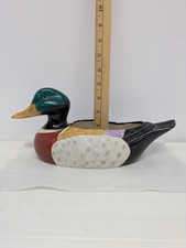 Vintage Ceramic Mallard Duck Figural Planter, Hand-Painted, Likely Made in Japan