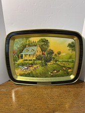 Currier & Ives Style Oval Tin Plate "American Country Life" Decorative Tray — listing 2