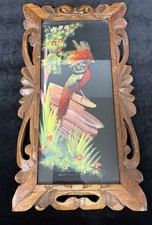 Vintage Mexican Feathercraft Cardinal Picture in Carved Wood Frame — listing 6