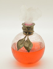 Antique Sterling Silver Teardrop Perfume Scent Bottle with Funnel and Chain