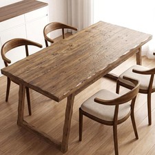 Farmhouse Dining Table with Windsor-Style Chairs, Two-Tone White and Stained Wood — listing 3