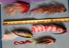 Handmade Chartreuse & White Bucktail/Rabbit Strip Streamer Flies, Lot of 7, listing 4