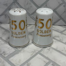 Vintage 50th Golden Anniversary Salt & Pepper Shakers H-735 Japan — listing 2