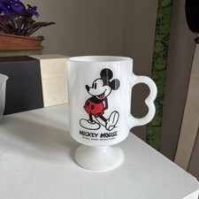 Vintage Walt Disney Productions Mickey Mouse Milk Glass Pedestal Footed Mug — listing 2