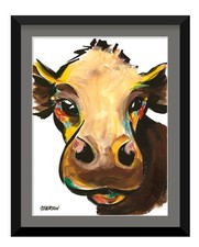 Colorful Impressionist Cow Portrait Painting, Framed — listing 4