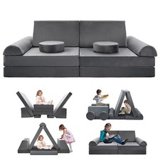 Modular Foam Play Couch / Nugget-Style Kids Sectional (Gray)