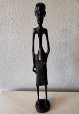 Hand-Carved Wooden Figure of an Asian Traveler/Farmer with Conical Hat and Walking Staff — listing 5