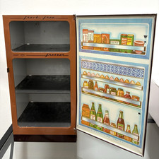 Vintage Wolverine "Polar" Tin Litho Toy Refrigerator with Debossed Food Graphics