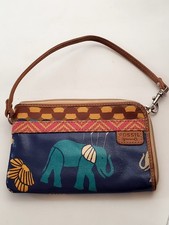 Fossil Key-Per Floral Coated Canvas Make-Up Bag / Zip Pouch, Brown Multi — listing 3