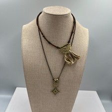Bohemian Silvertone Long Tassel Pendant Necklace, 36" Chain — listing 6