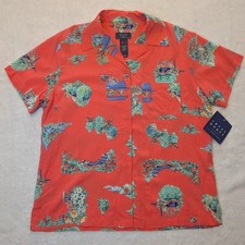 Crazy Horse Men's Short-Sleeve Tropical Leaf Print Camp Shirt, Multi, Size Large — listing 4