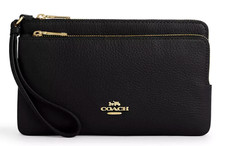 Coach Double Zip Wallet Wristlet in Maroon Pebbled Leather — listing 6